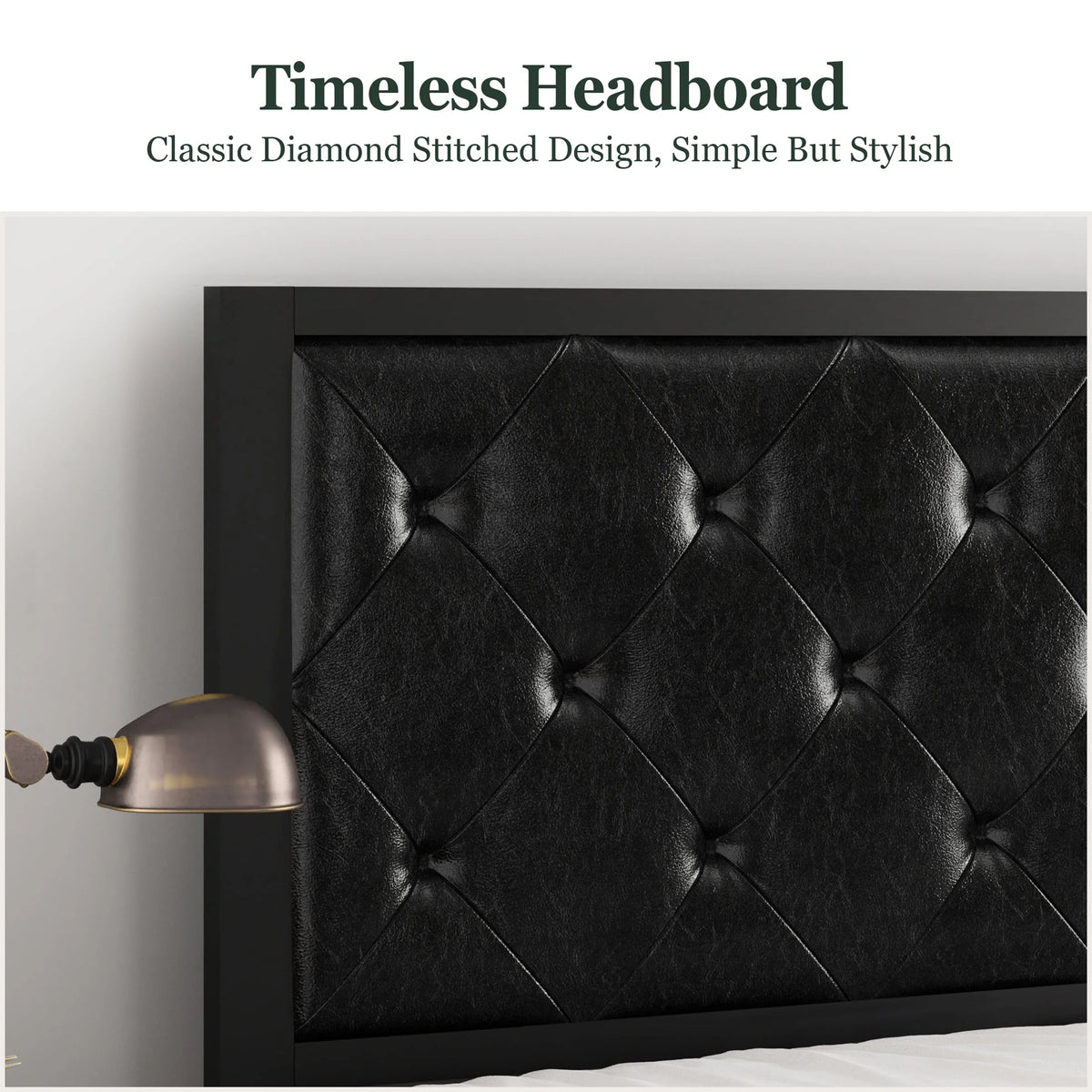 Full Size Metal Bed Frame with Upholstered Headboard P73356