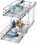 2 Tier Wire Basket Pull Out Organizer Shelf Sliding Drawer Storage V1238