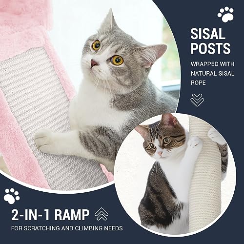68 Inches Cat Tree Multi-Level Smokey Grey D4835