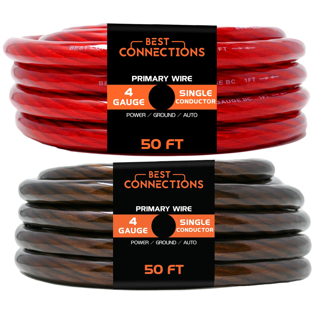 4Ga 50ft Black Red Translucent Car Power Ground Wire U419327