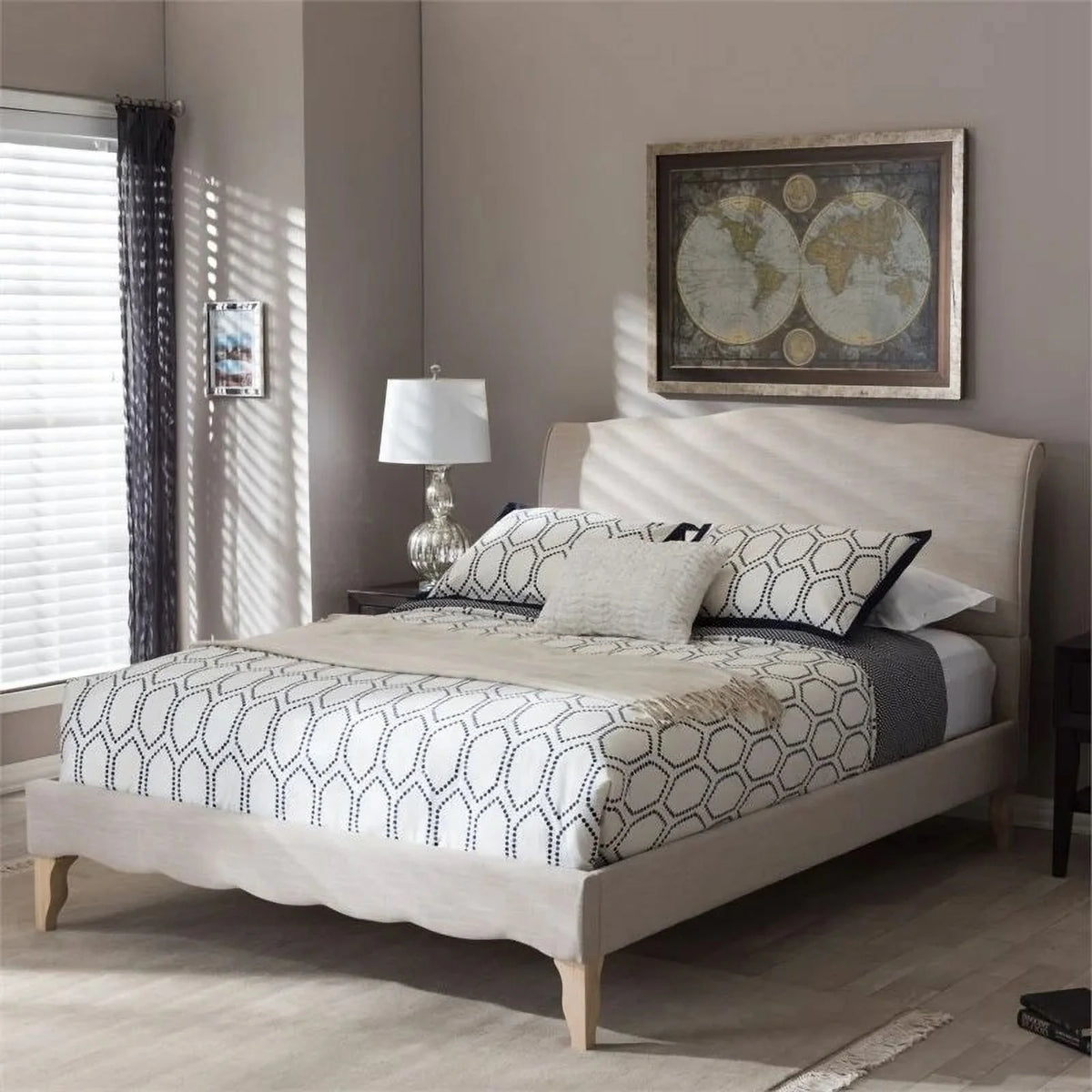 Beige Queen Platform Bed I355
