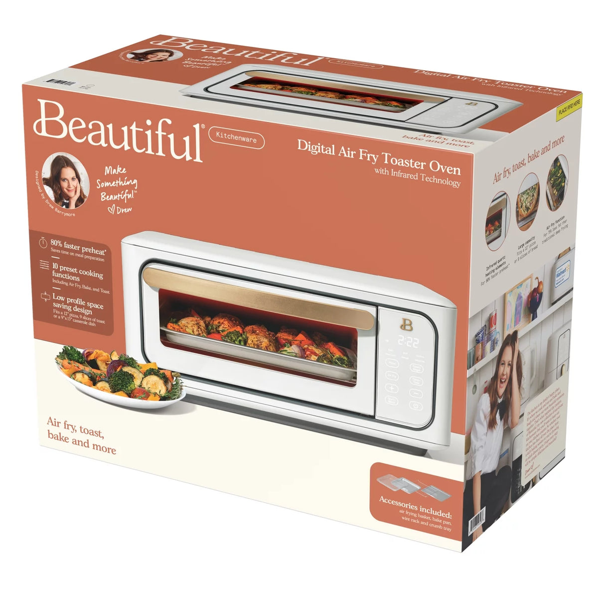 White 9-Slice 1800 W Air Fry Toaster Oven J67517