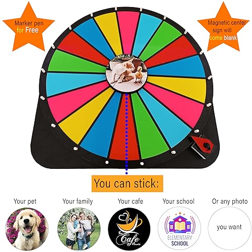 24 Inch Spinning Prize Wheel - 18 Slots Tabletop Roulette Spinner - Dry Erase Marker (Red) K912