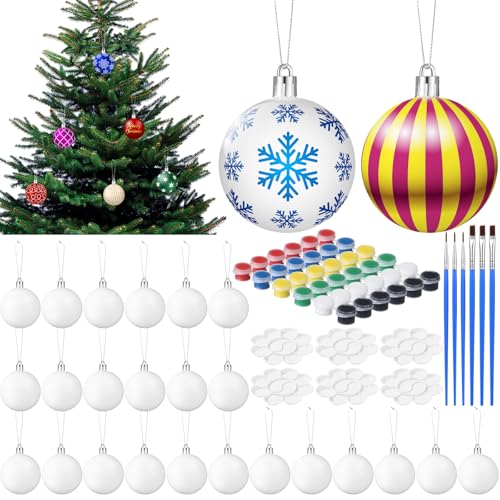 24 Set Christmas Ball Ornament 2.36 Inch White T75993