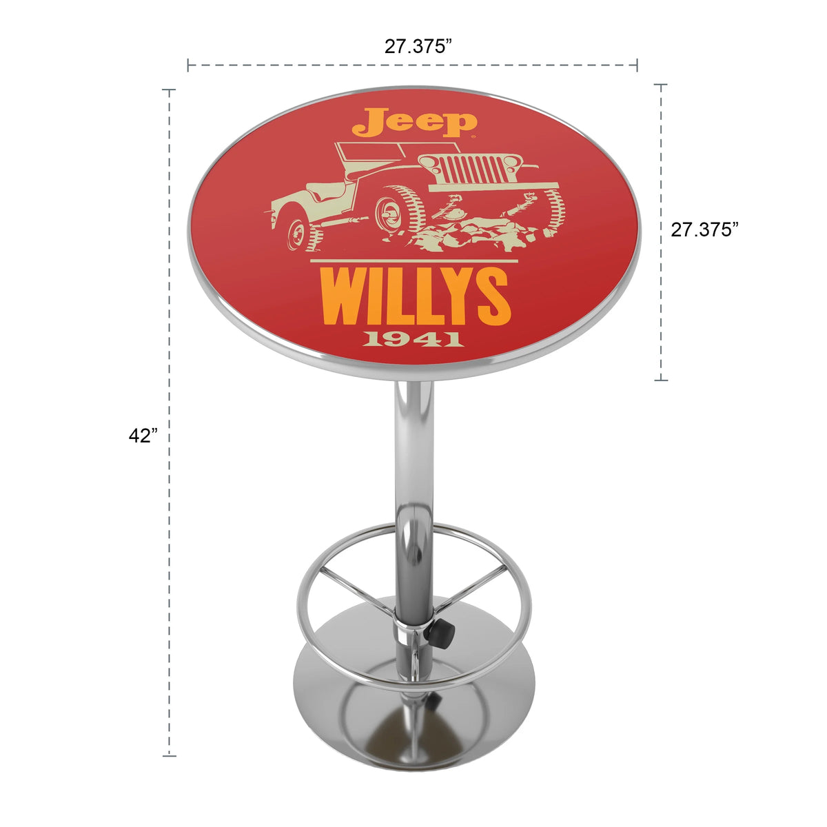 Red Bar Table with Adjustable Footrest and Acrylic Top G332