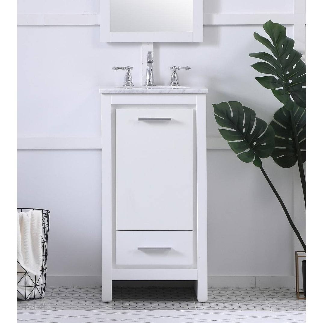 White 18 inch Bathroom Vanity Cabinet Set with Marble Top K1001