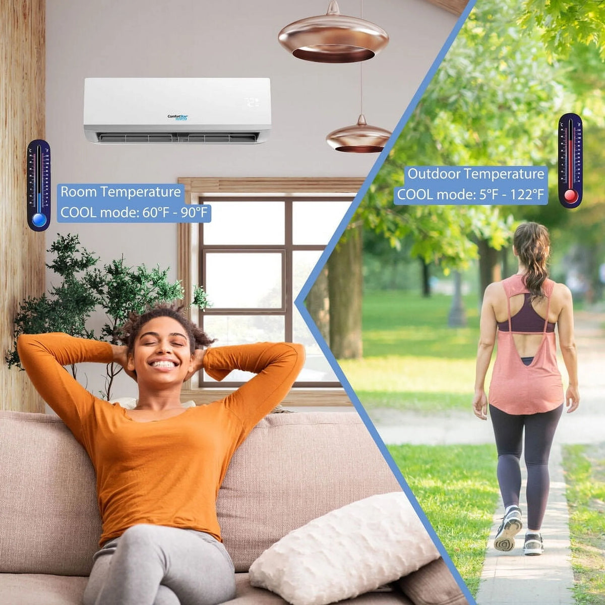12,000 BTU 21 SEER2 Ductless Mini-Split Air Conditioner Full Set 110V E53178