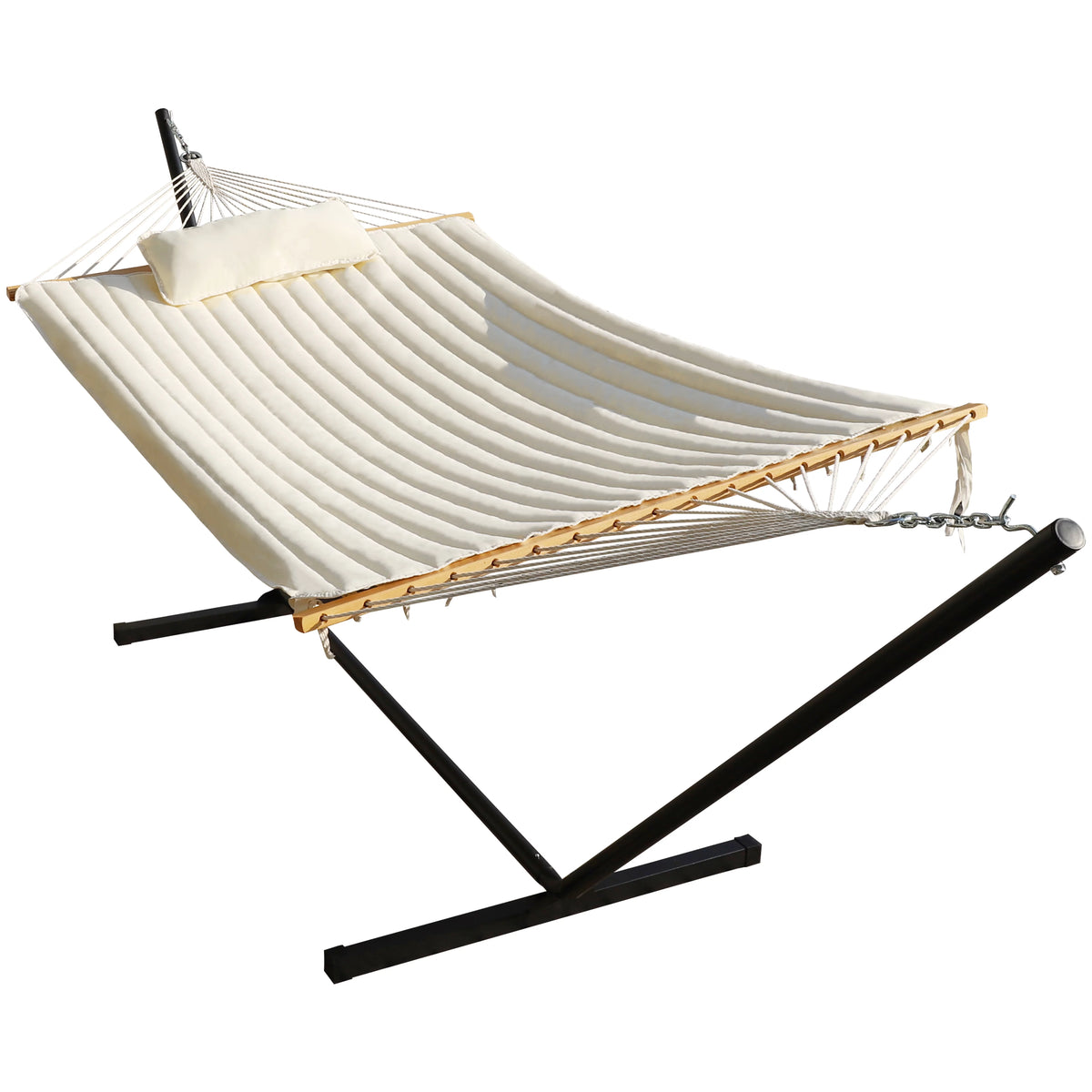 2-Person Hanging Hammock with Steel Stand and Cotton Pad P8645
