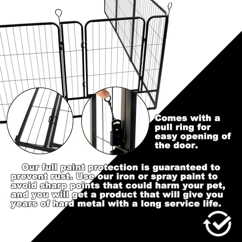 40 in Black Metal 8 Panel Dog Playpen with Gate R713
