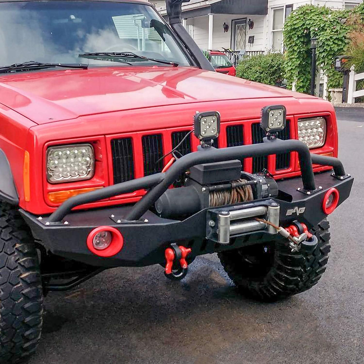 Front Bumper with LED Lights and Winch Plate for Cherokee XJ / Comanche MJ V292