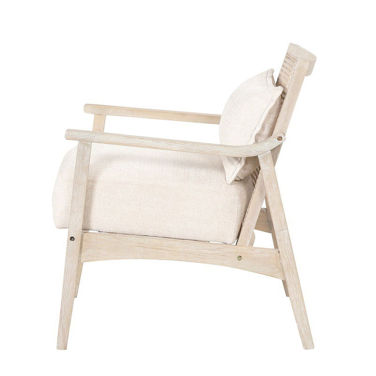 Mid-Century Rattan Accent Chair with Lumbar Pillow M939646