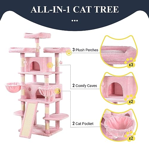 68 Inches Cat Tree Multi-Level Smokey Grey D4835