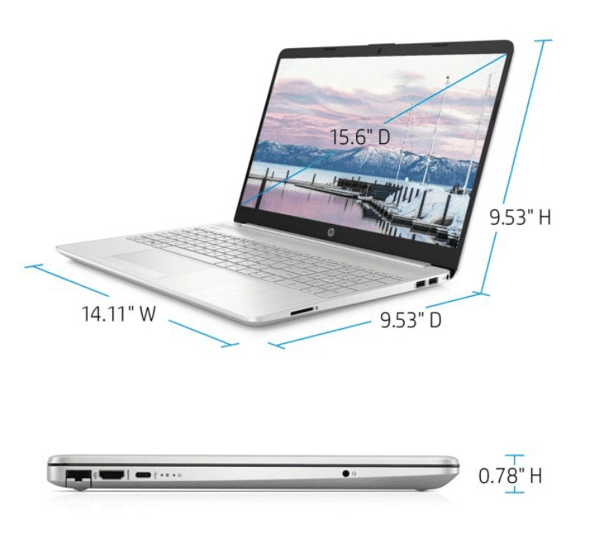 15.6 Inch HD Laptop with AMD Ryzen 3 3250U, 4GB DDR4, 1TB HDD + 128GB SSD, Windows 10 Home, Natural Silver J9001