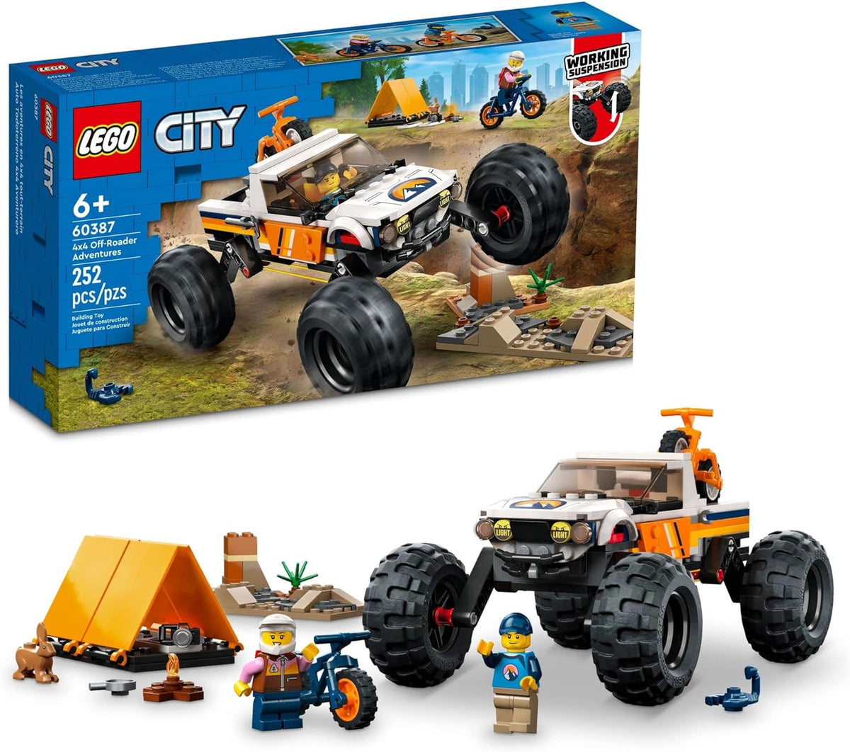 4x4 Off-Roader Building Toy with Monster Truck Style Car and Mountain Bikes G9572