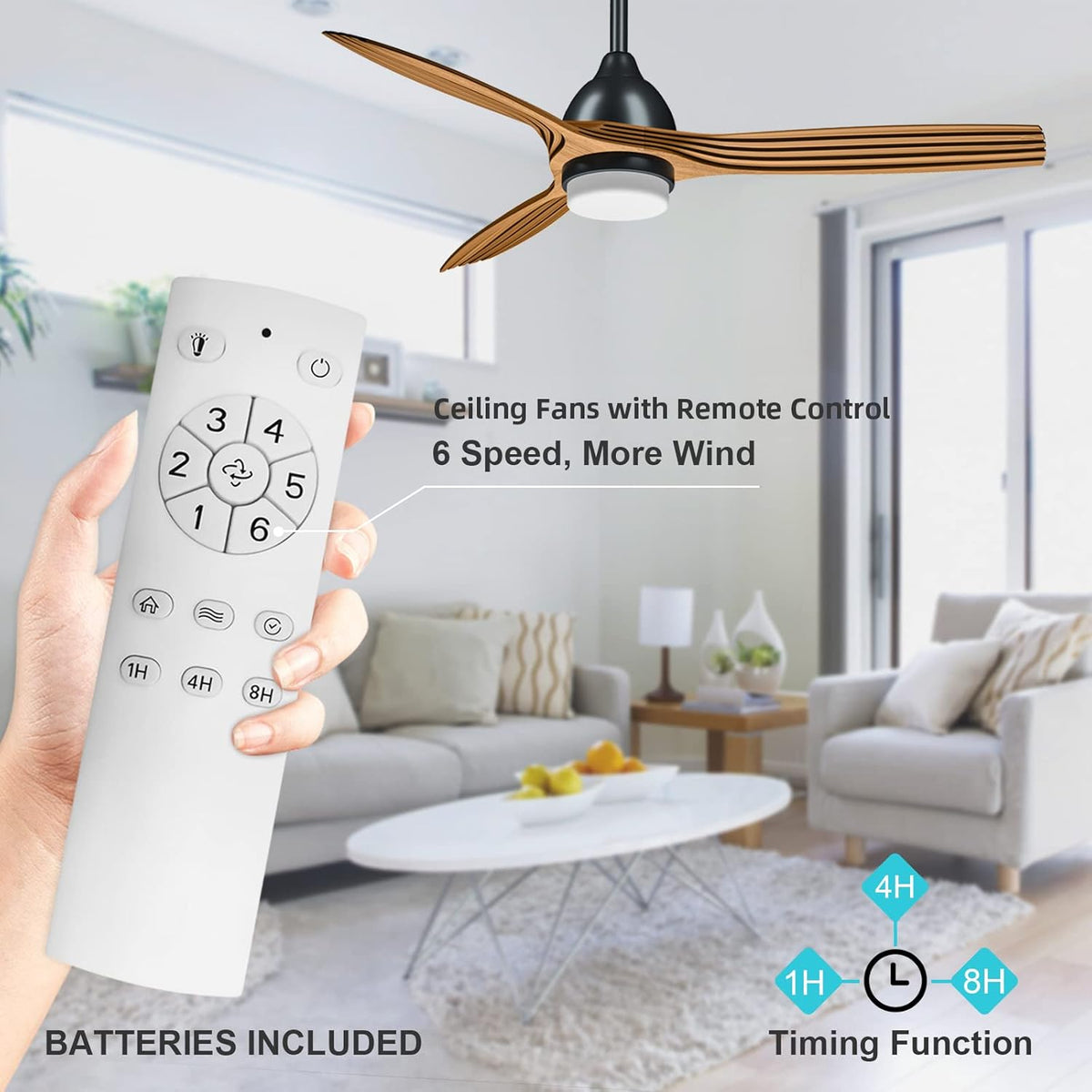 52'' Ceiling Fan with Lights Remote Control Z6253