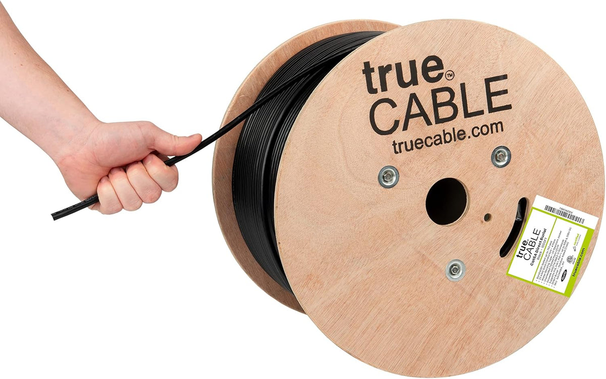 Cat6A Direct Burial 1000ft Black 23AWG Bare Copper UTP Ethernet Cable C109677