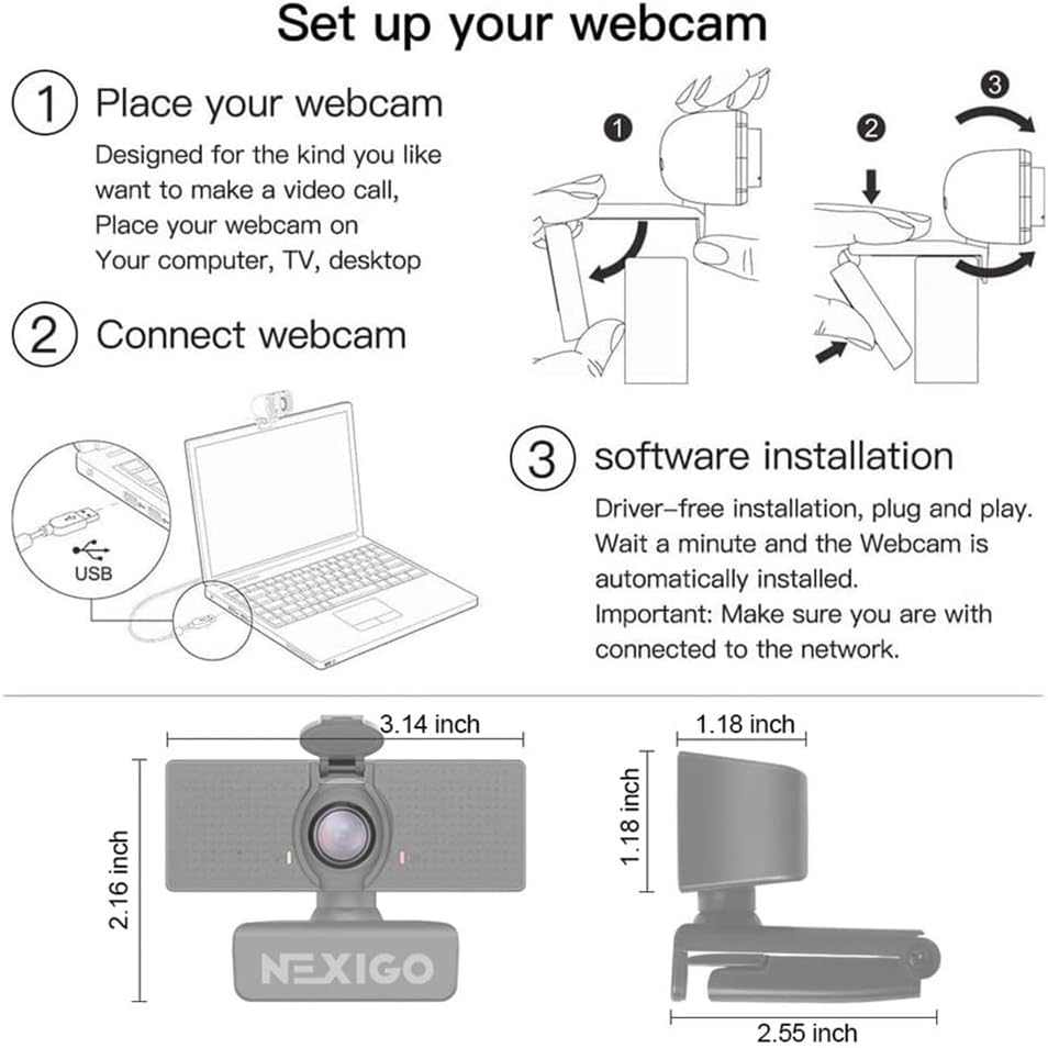 2 Pack 1080P Web Camera with Microphone and Privacy Cover X223