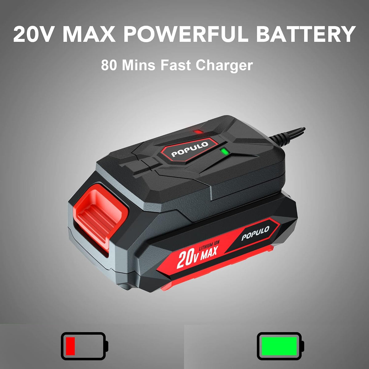 20V Cordless Leaf Blower with 2.0Ah Battery and Fast Charger, 150mph, Pack of 2 W880189