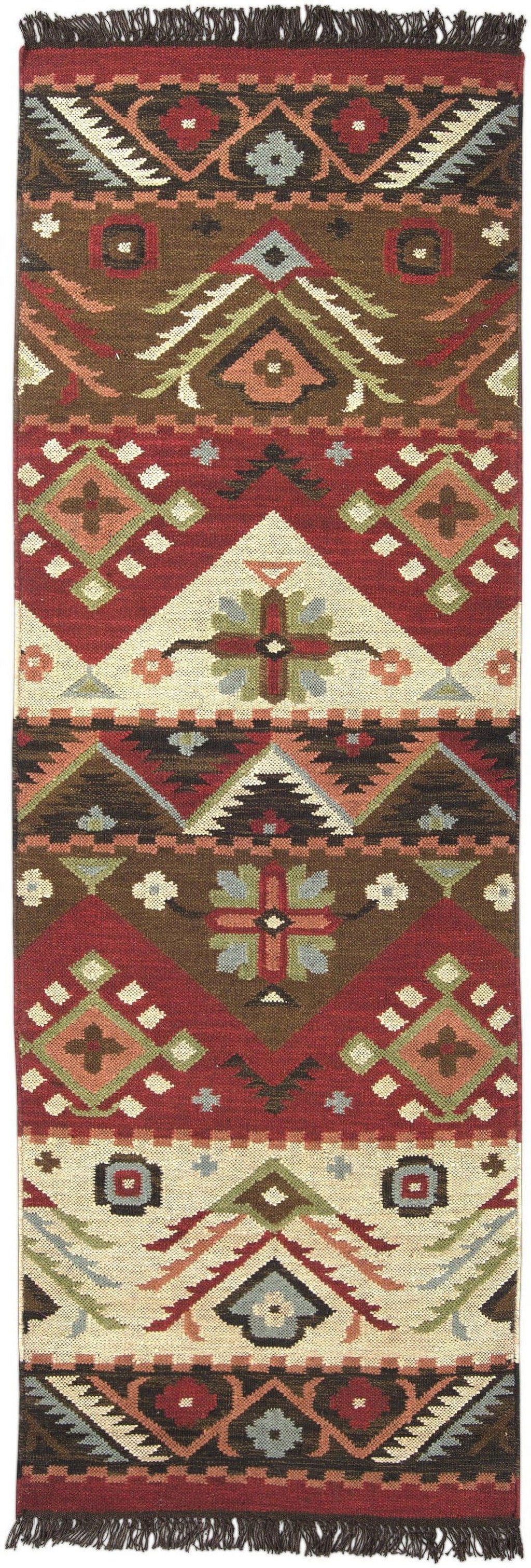 Wool Dark Brown 2x8 Runner Area Rug O18730