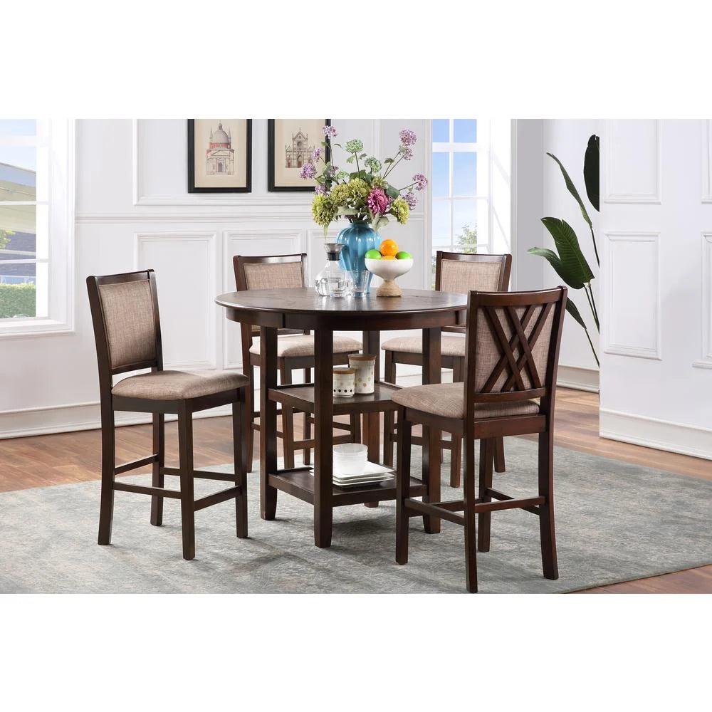 5-Piece Round Wood & Fabric Counter Set F6798
