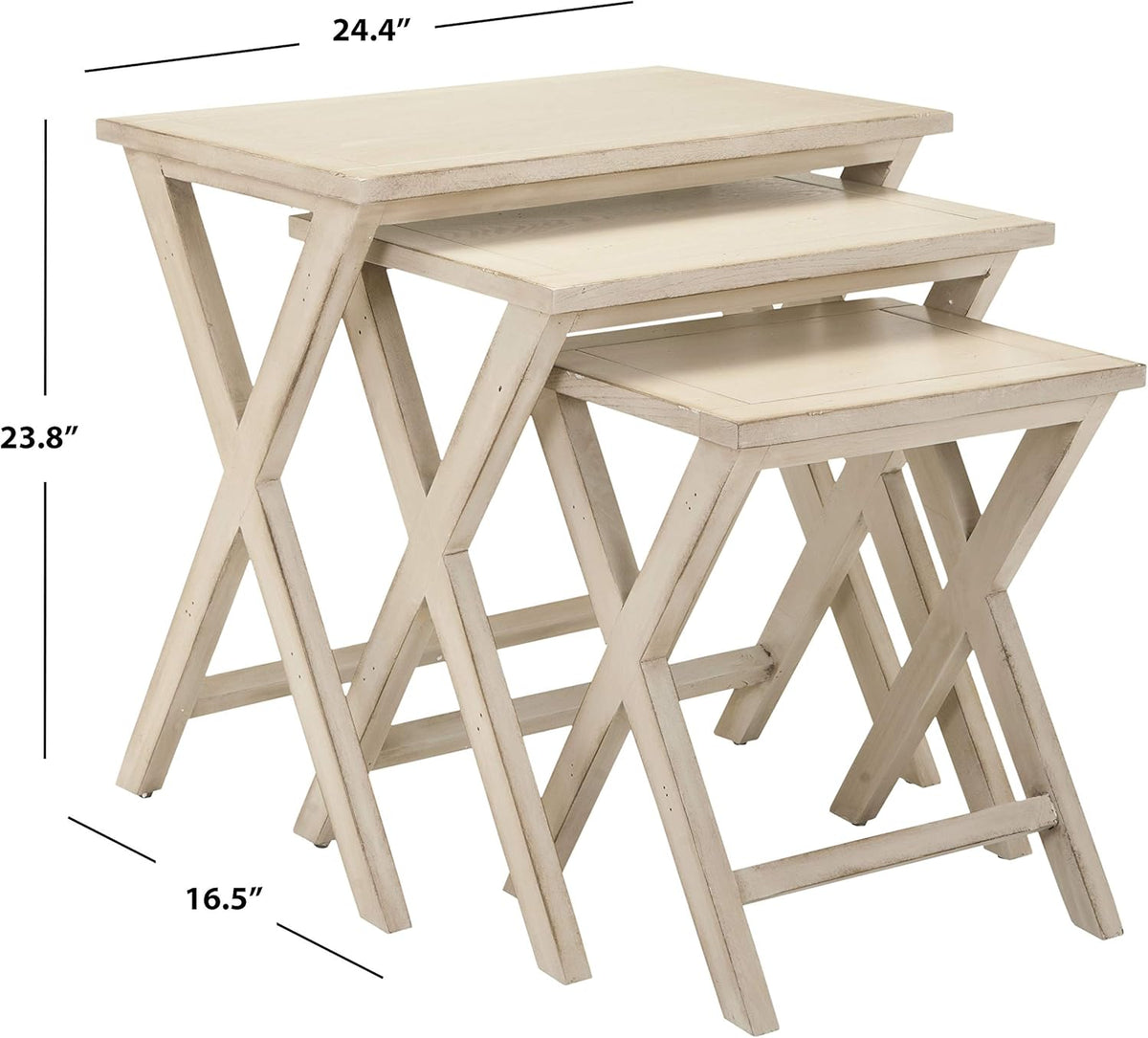 Antiqued White Stacking Tray Tables C923175