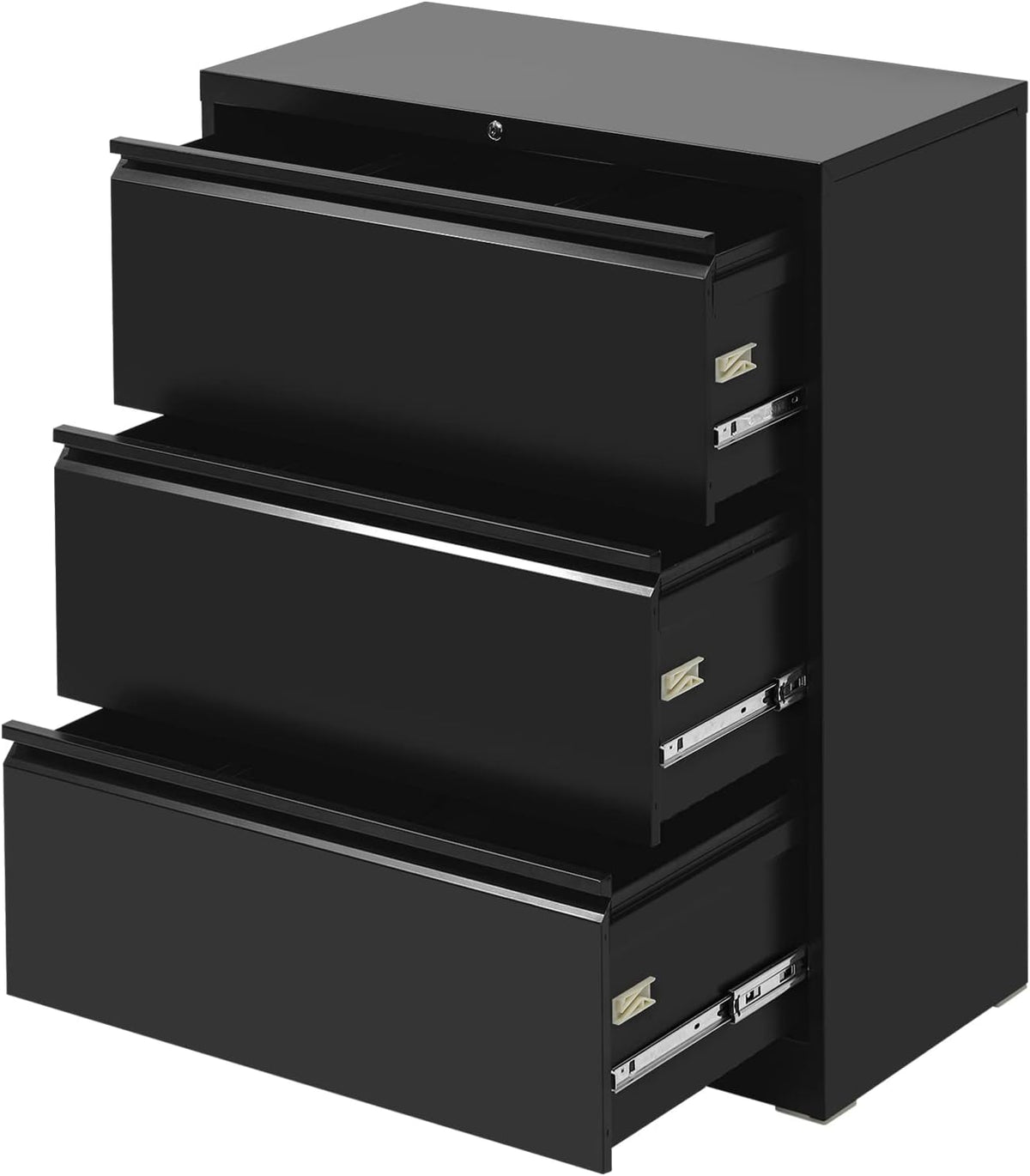Black Mobile Filing Cabinet 3 Drawer with Lock Wheels R64951