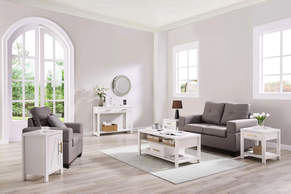 White Wood Console Table with 2 Drawers S9561