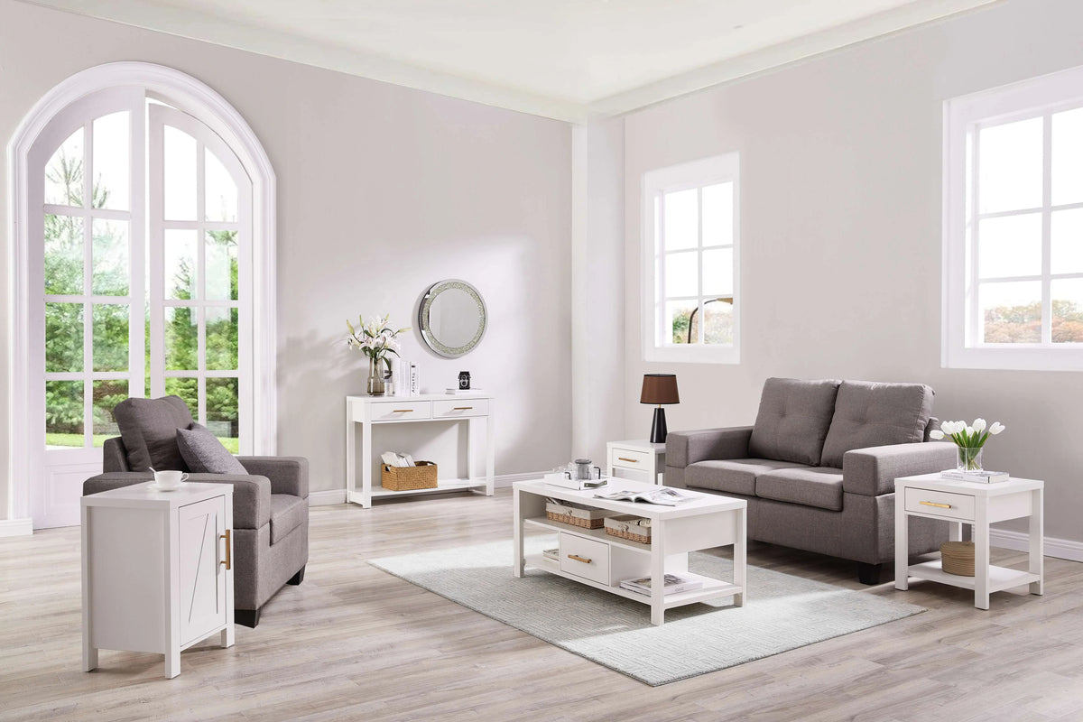 White Wood Console Table with 2 Drawers S9561