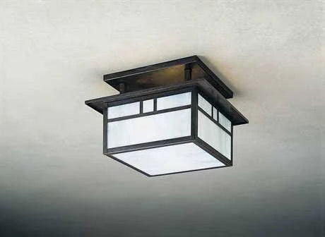 Antique Brass Almond Mica Two-Light Semi-Flush Mount Light P954283
