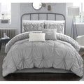 10-Piece Ruffled Comforter Set King Silver S784
