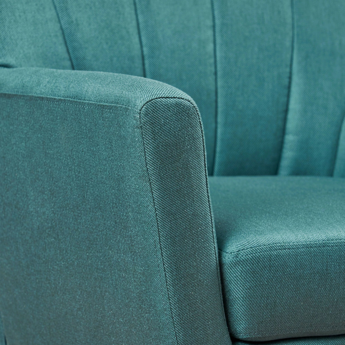 Blue Fabric and Wood Club Chair J160901