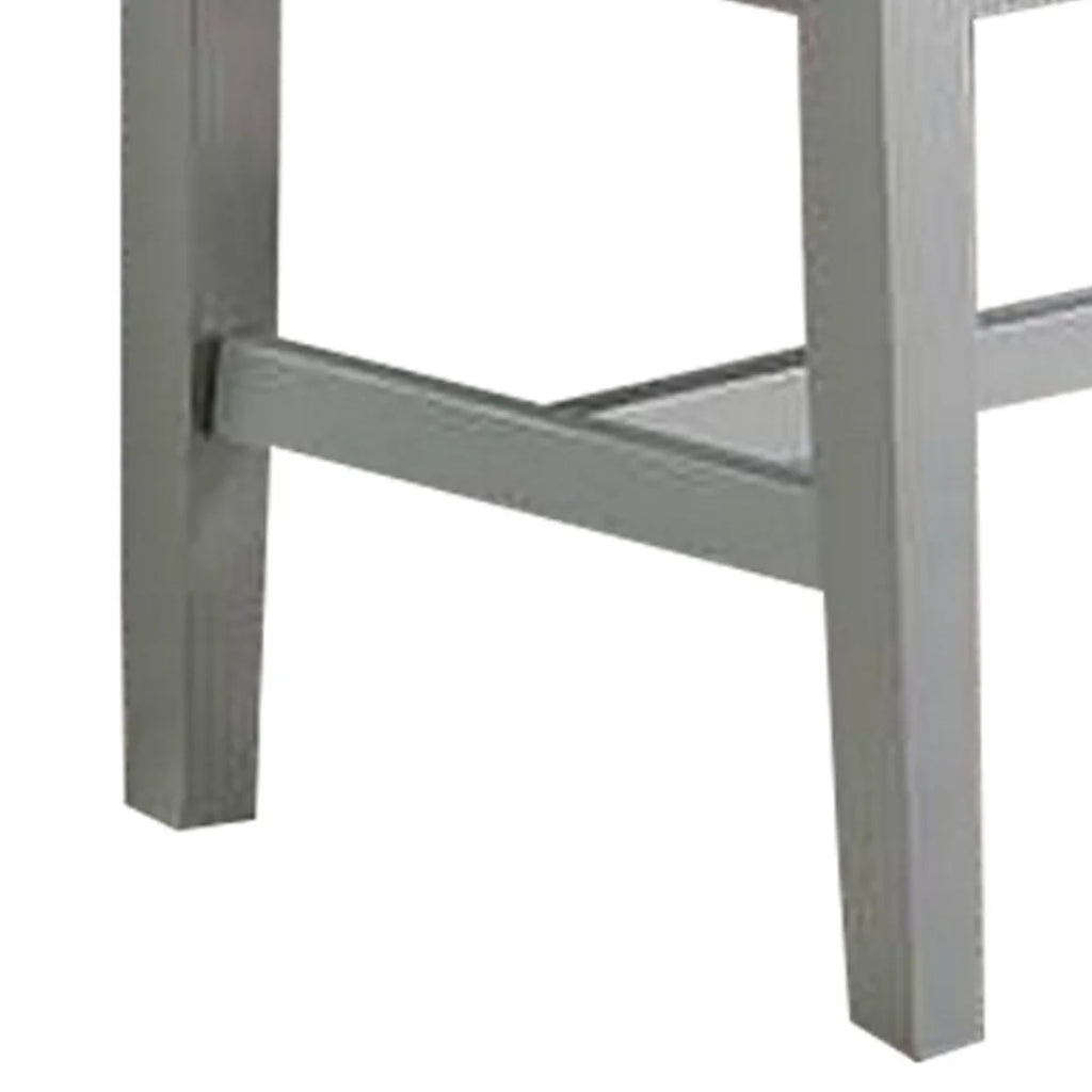 Silver Padded Metallic Gray Faux Leather Dining Bench W456018