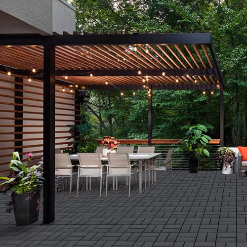 12 PCS Dark Grey 12"x12" Plastic Interlocking Deck Tiles U84661