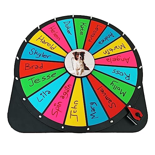 24 Inch Spinning Prize Wheel - 18 Slots Tabletop Roulette Spinner - Dry Erase Marker (Red) K912