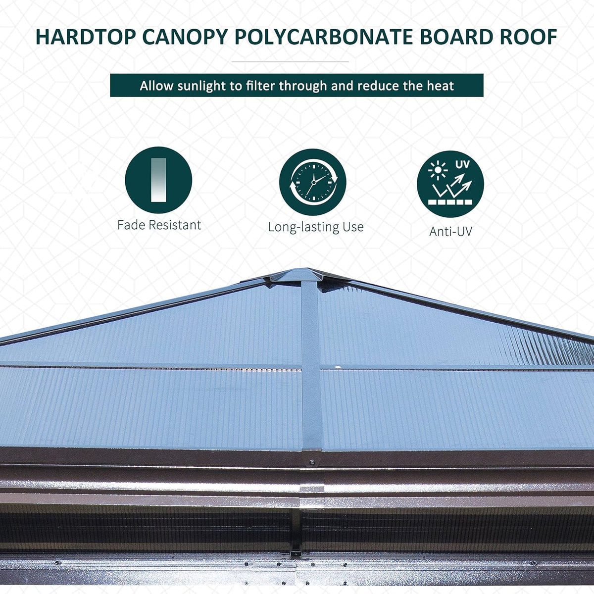 10x10 Polycarbonate Hardtop Gazebo with Curtains and Netting E71318