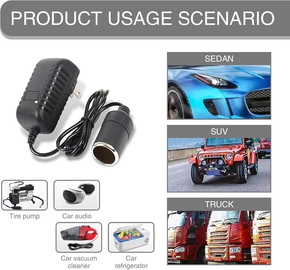 1 PC Car Cigarette Lighter Socket Replacement Power Adapter with Line I6911