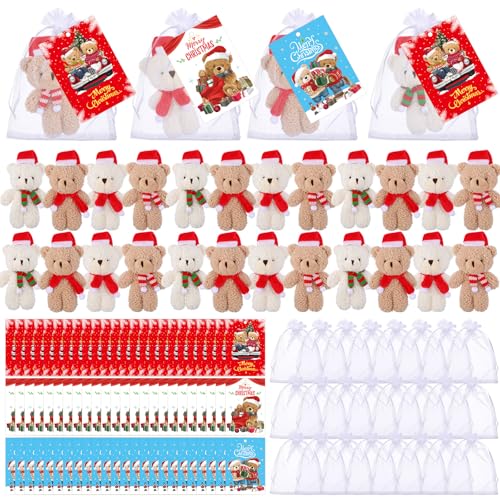 24 Sets Christmas Mini Deer Stuffed Animal Plush Ornaments K3035