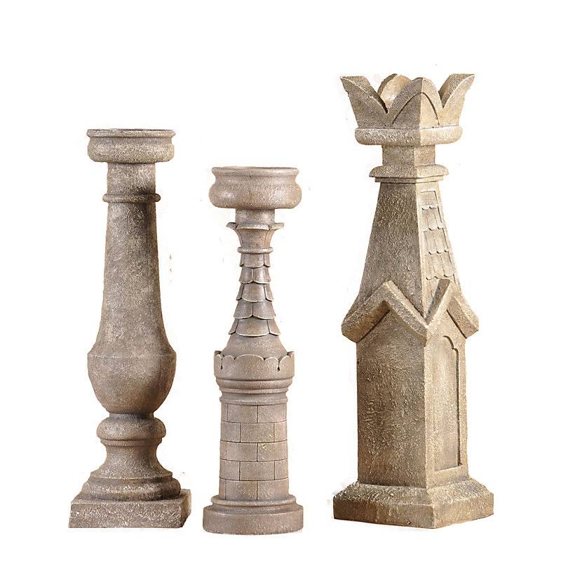 3 Piece Beige Candlestick Set C205623
