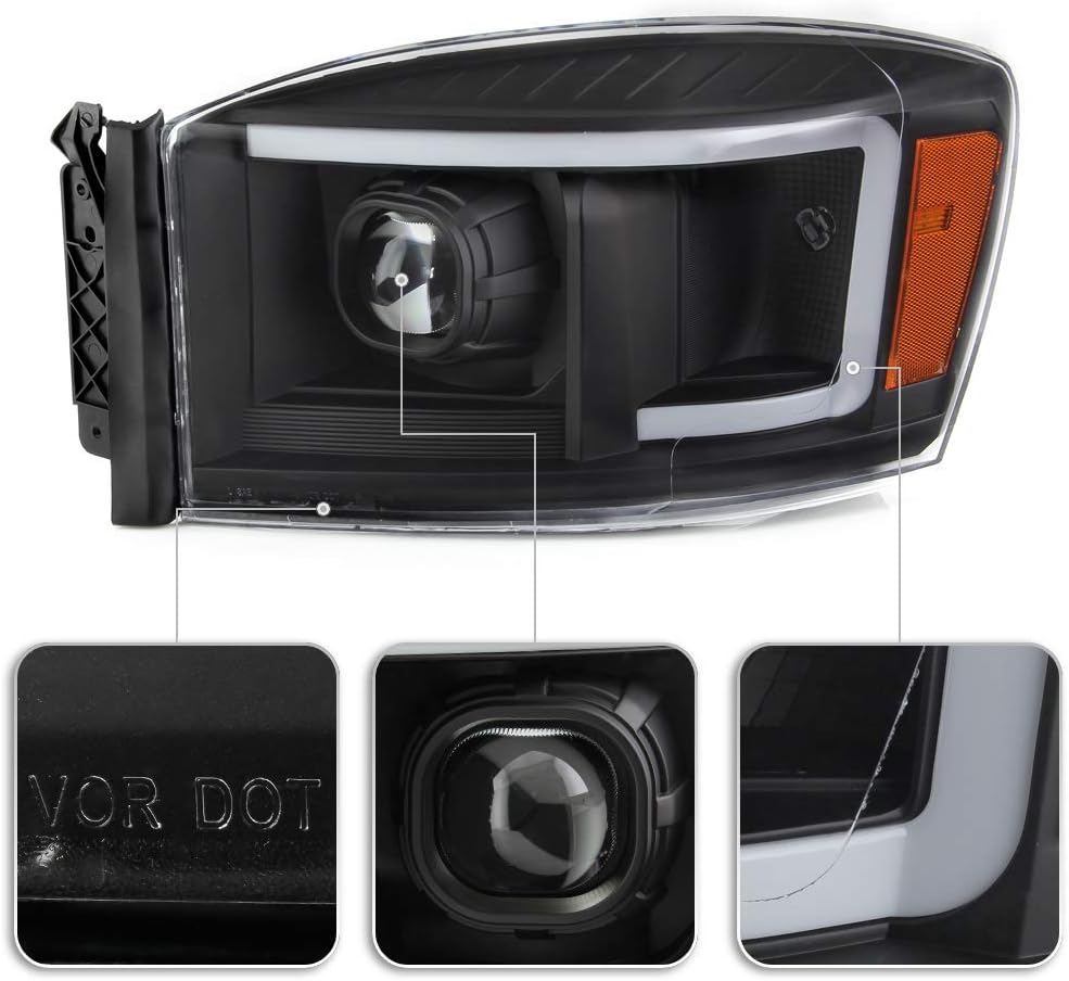 Black Housing LED Projector Headlights for Dodge Ram 1500 2500 3500 Pickup U4895