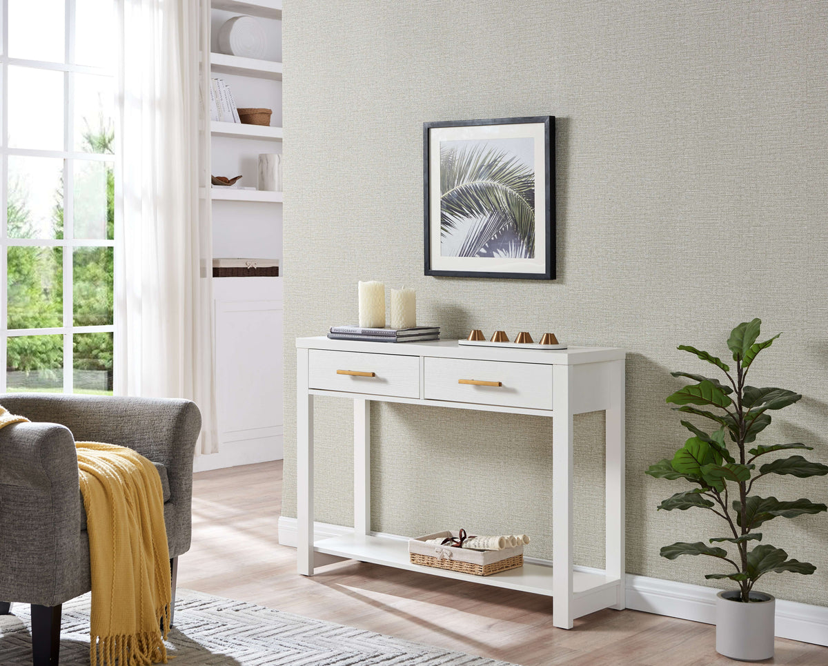 White Wood Console Table with 2 Drawers S9561