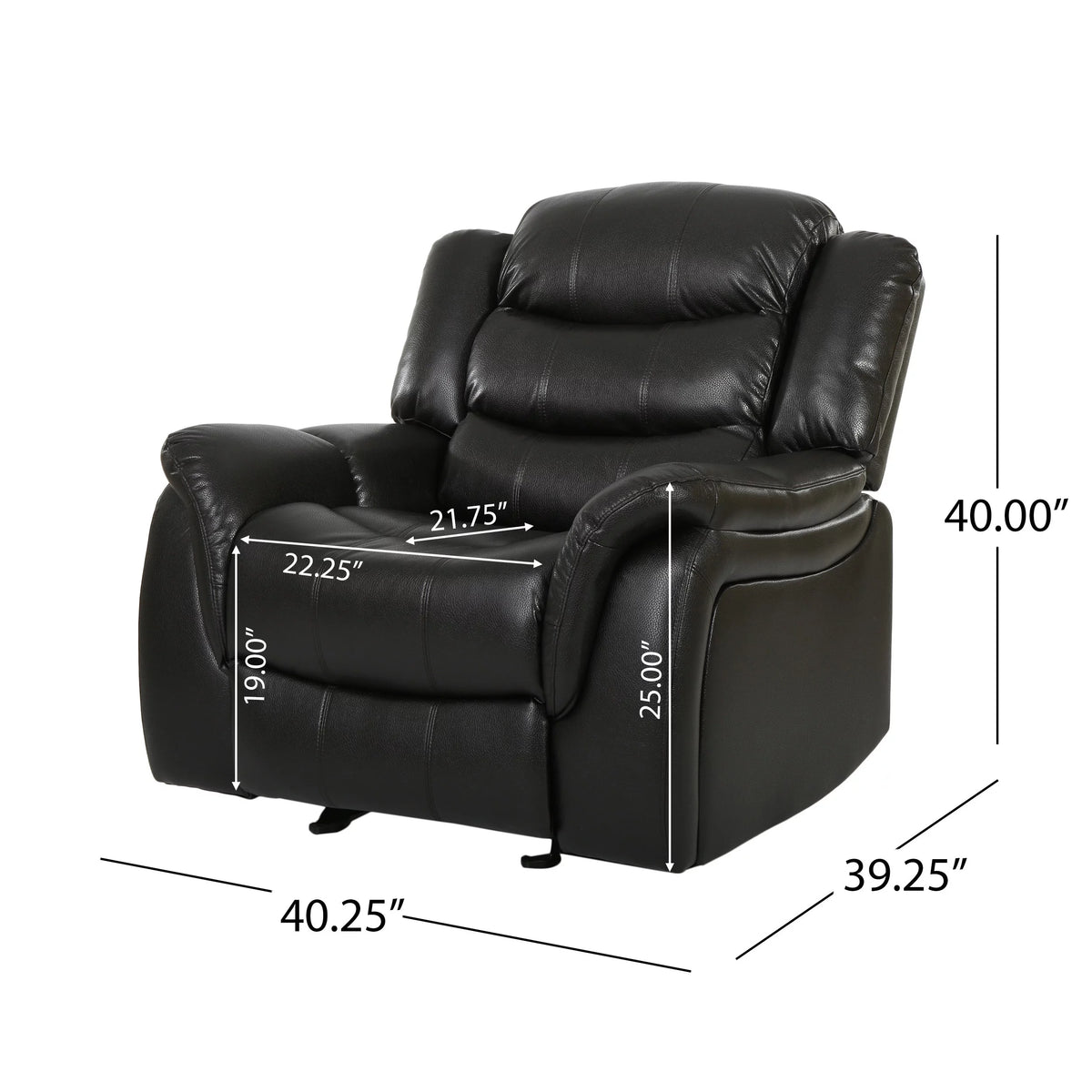 Black Faux Leather Recliner Glider Chair F37638