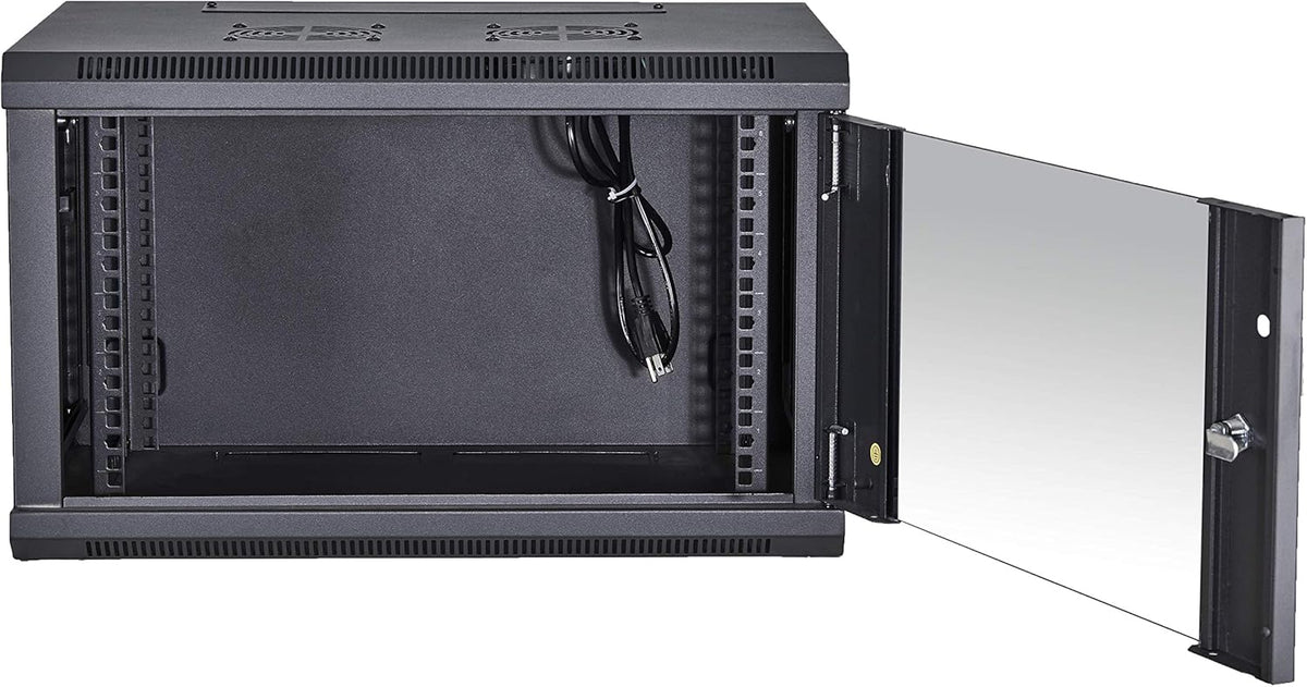 Black 18U Wall Mount Server Rack Cabinet with Locking Tempered Glass Door J623
