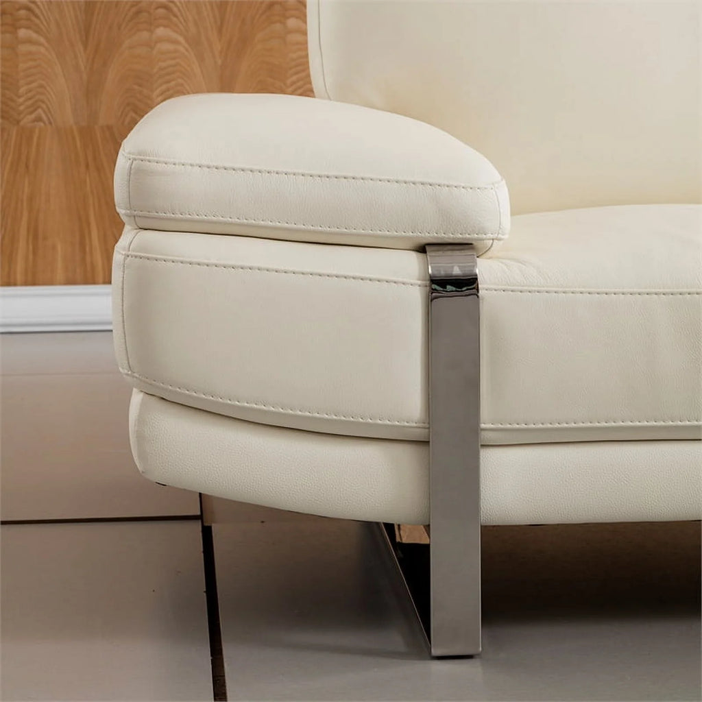 White Italian Leather Sectional with Left Facing Chaise K9116