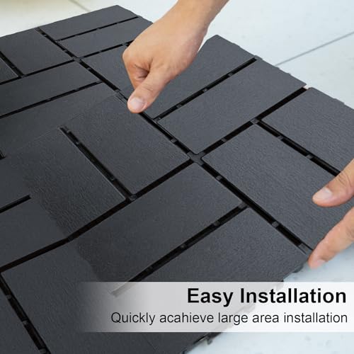 12 PCS Dark Grey 12"x12" Plastic Interlocking Deck Tiles U84661