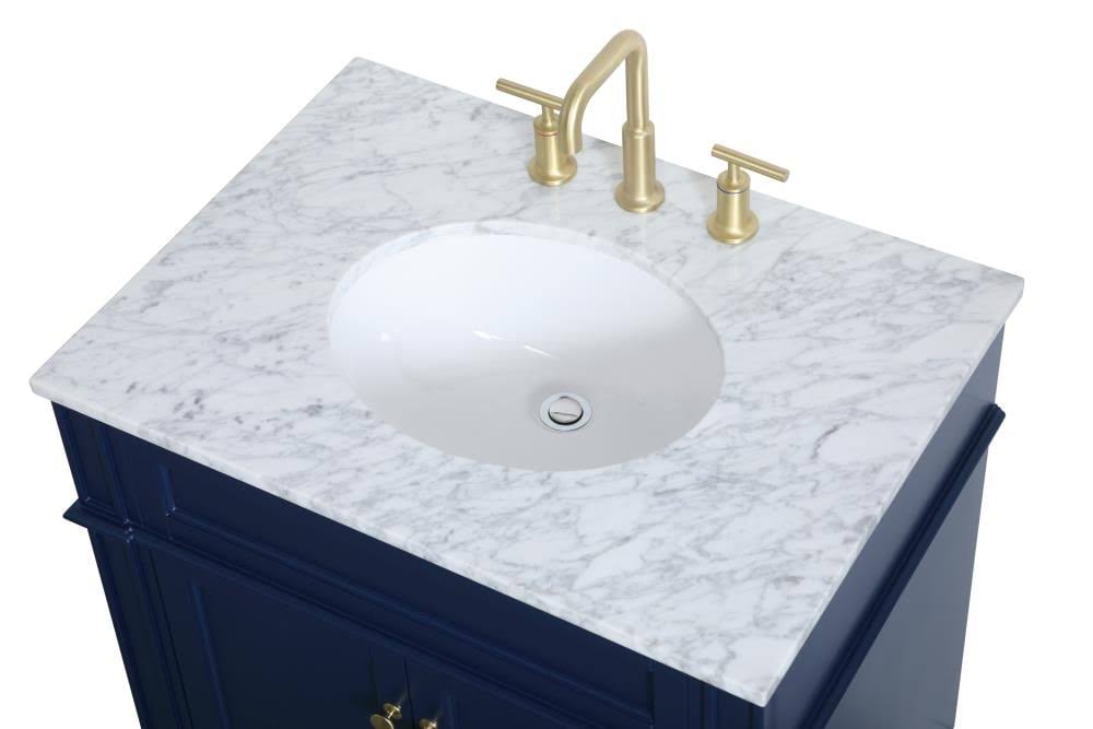 Blue Single Sink Bathroom Vanity with Marble Top Y8471
