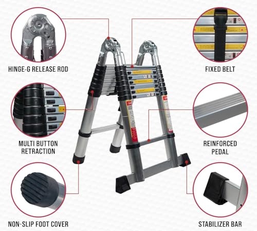 16.5' Telescoping Aluminum Folding Ladder with Carry Handle C5206