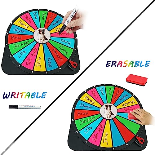 24 Inch Spinning Prize Wheel - 18 Slots Tabletop Roulette Spinner - Dry Erase Marker (Red) K912