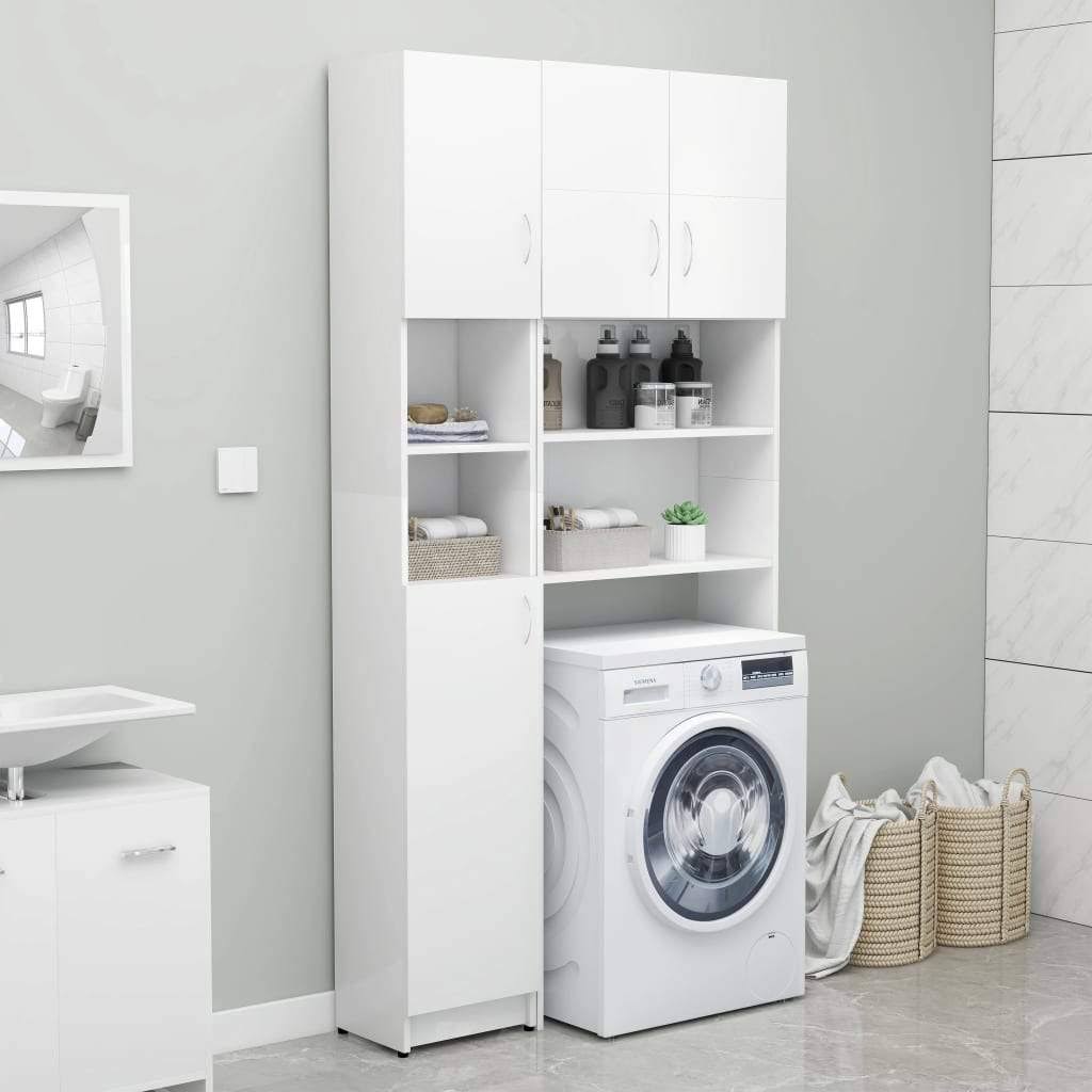Bathroom Cabinet High Gloss Gray Chipboard X511959