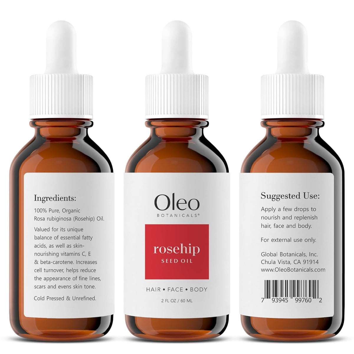 100% Pure Cold Pressed Unrefined Rosehip Seed Oil (60ml) B58239