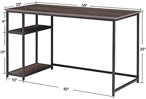 Brown 55" Computer Desk with Shelves U3371